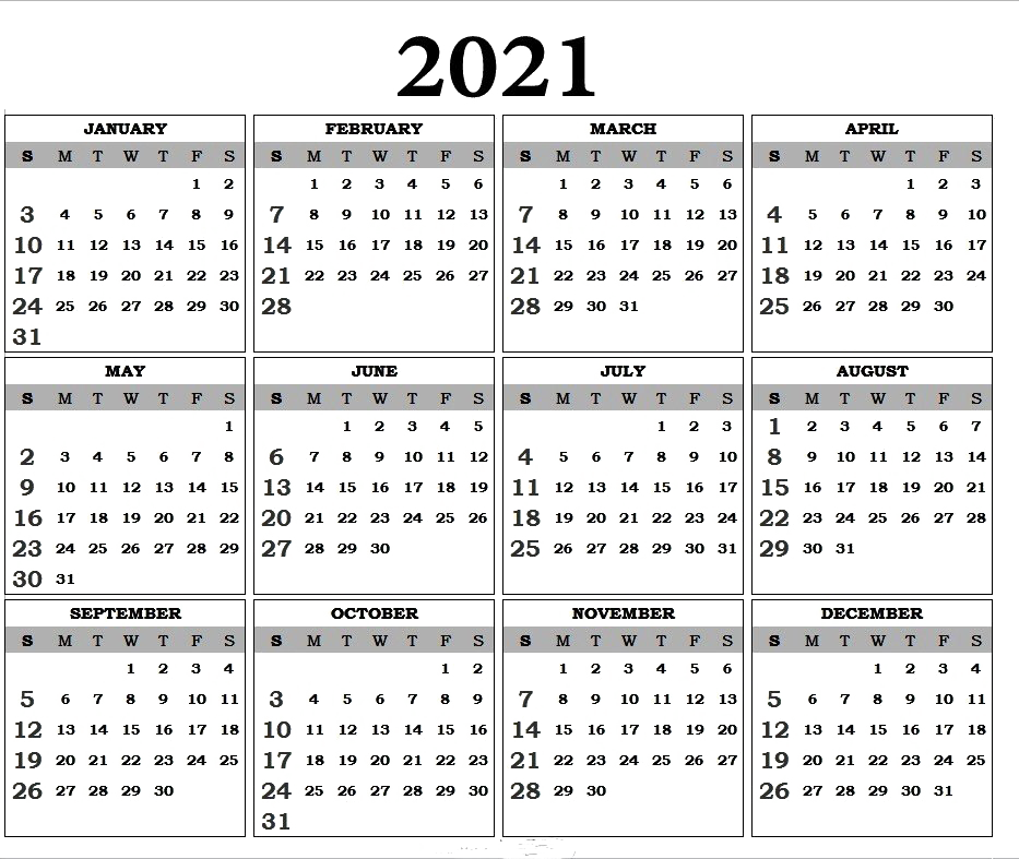 2021 Calendar PNG – Transparent Background 17