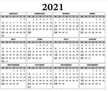 2021 Calendar PNG – Transparent Background 17