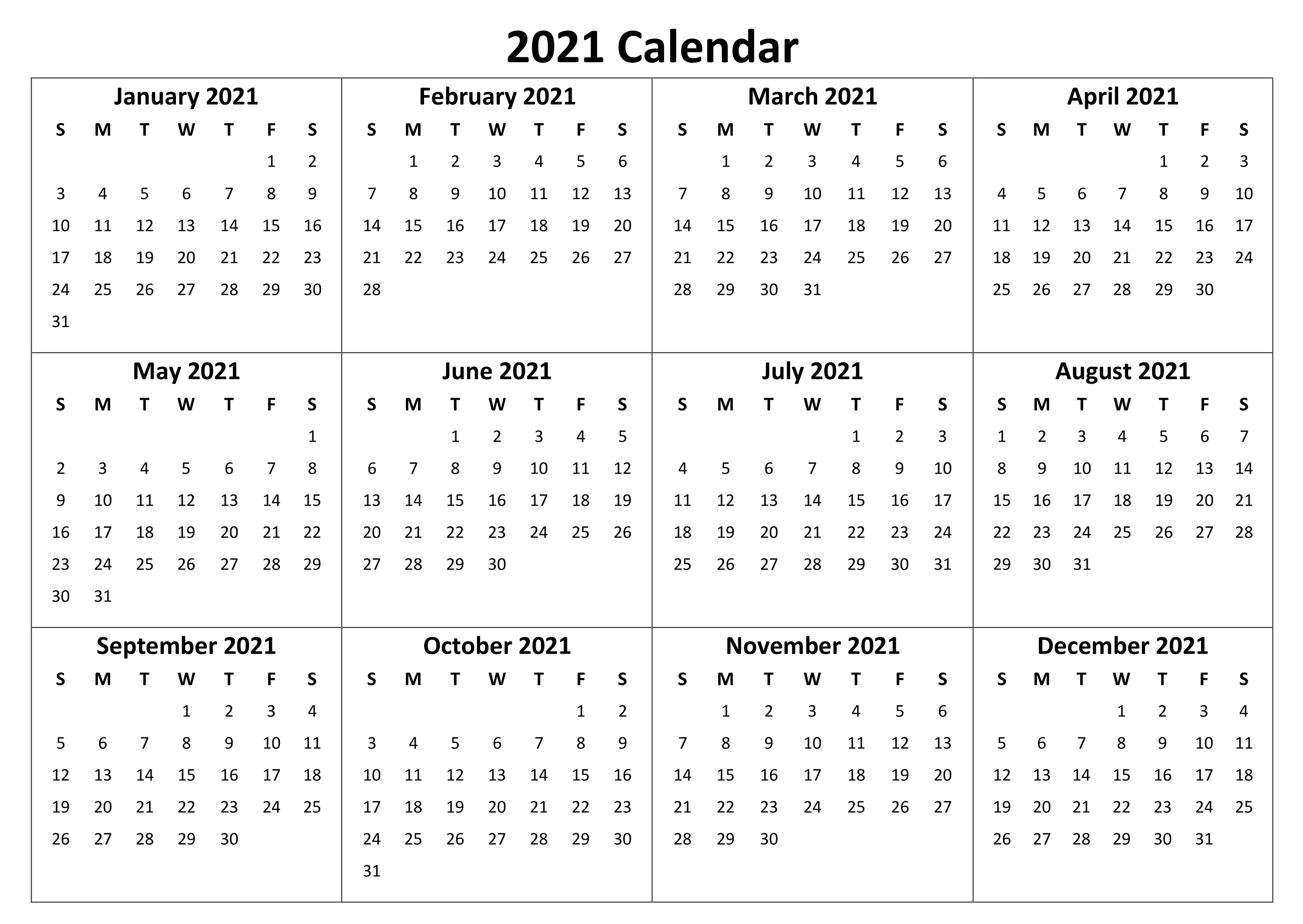 2021 Calendar PNG – Transparent Background 20
