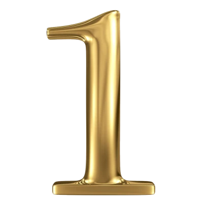 1 Gold Number 3D PNG