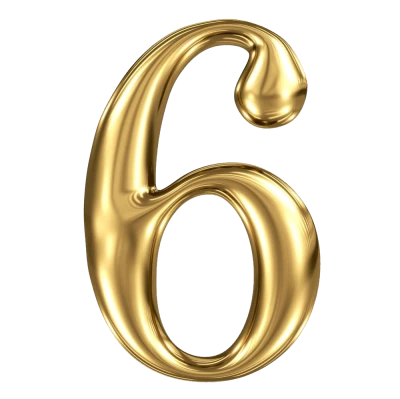 6 Gold Number 3D PNG
