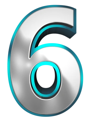 6 SILVER Number 3D PNG