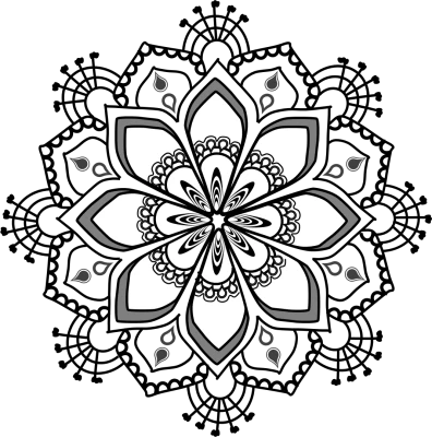 black floral mandala, Mandala Mehndi Drawing monochrome, flower png